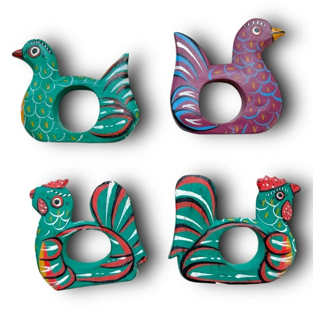 4/$20 Set of 4 Hand-Painted Wooden Bird Napkin Holders